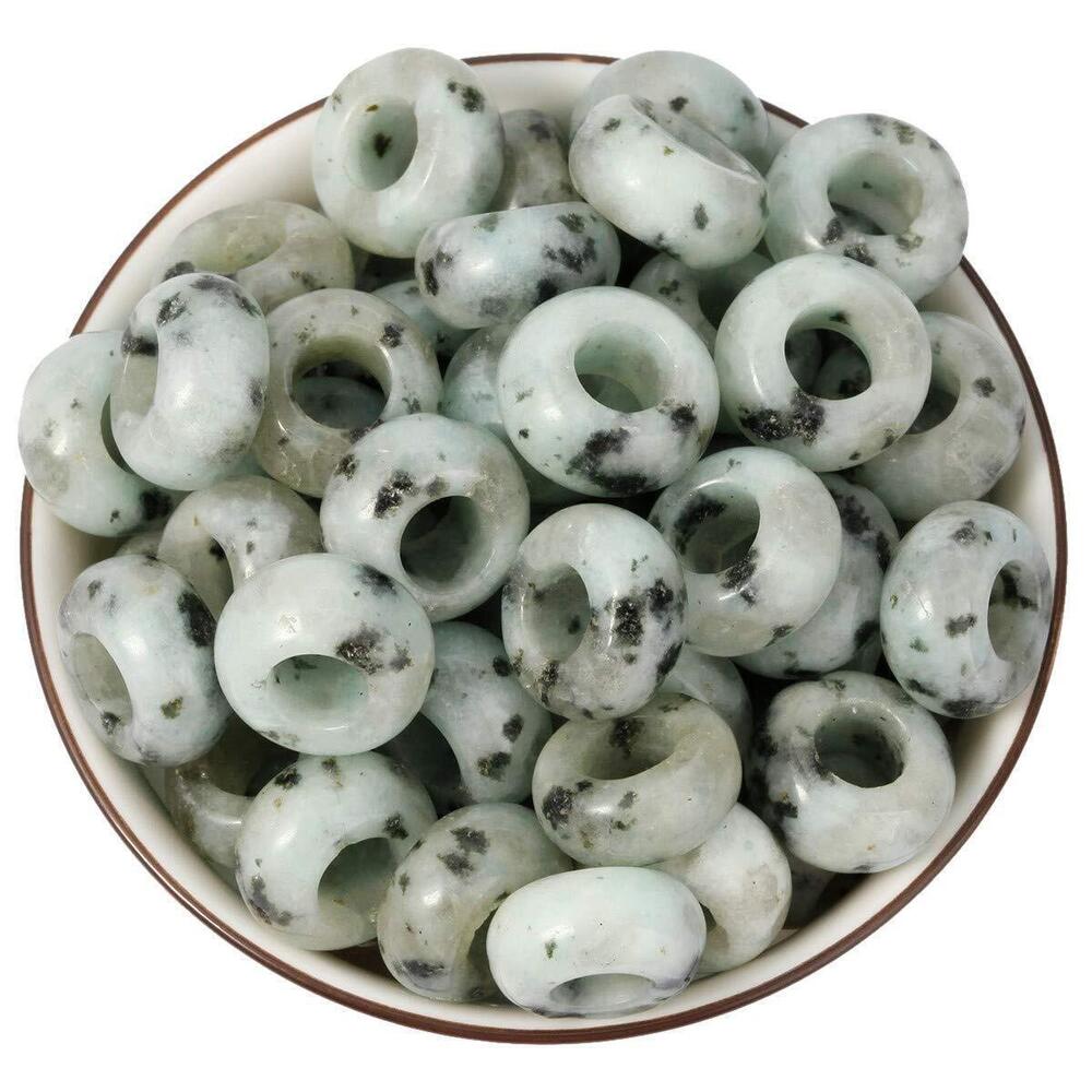 9907 Pack of 30 Large Hole Stone Loose Beads for Jewelry Making, Polished